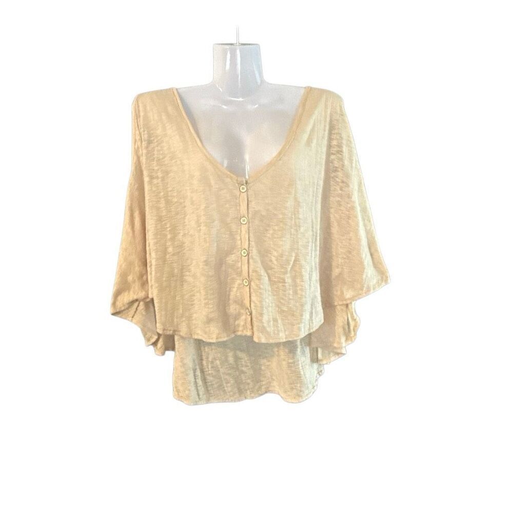 Free People Sheer Layered Tank Top | Flowing Batwing Style | Cream | Oversized